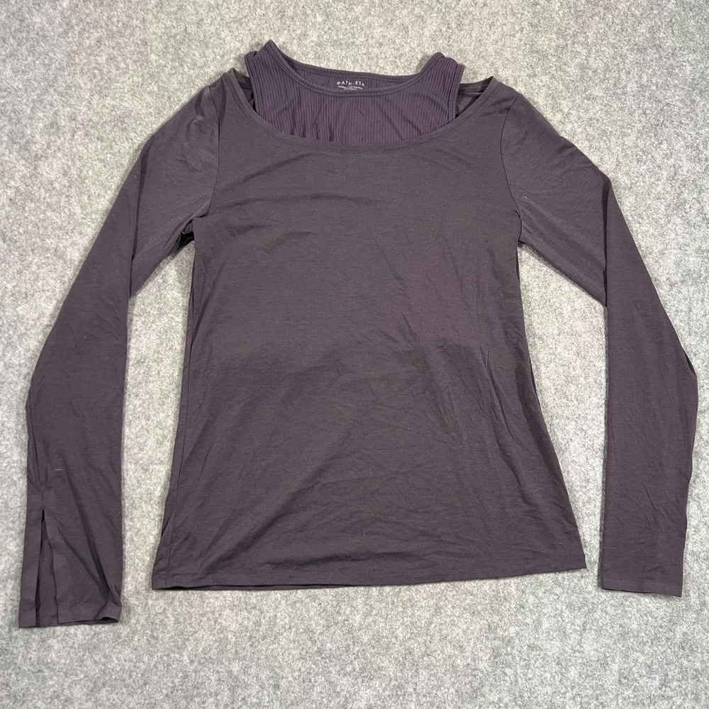 Athleta Spring Night Purple Essence Groove Long Sleeve Shirt Women's Size Medium